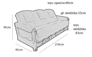 Wersalka / Kanapa / Sofa  skórzana ORLANDO  Stylowa z funkcją spania ,z elementami dębowymi