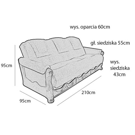 Wersalka / Kanapa / Sofa  skórzana ORLANDO  Stylowa z funkcją spania ,z elementami dębowymi