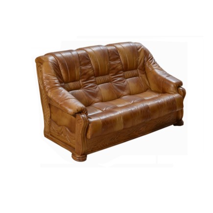 Sofa 3os skórzana DALLAS  / Sofa  / elementy dębowe / stelaż dębowy