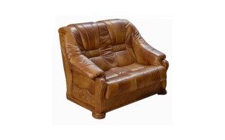 Wersalka / Sofa / Kanapa skórzana DALLAS 2os / elementy dębowe