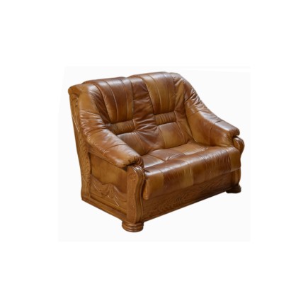 Wersalka / Sofa / Kanapa skórzana DALLAS 2os / elementy dębowe