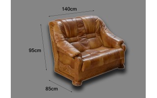 Wersalka / Sofa / Kanapa skórzana DALLAS 2os / elementy dębowe