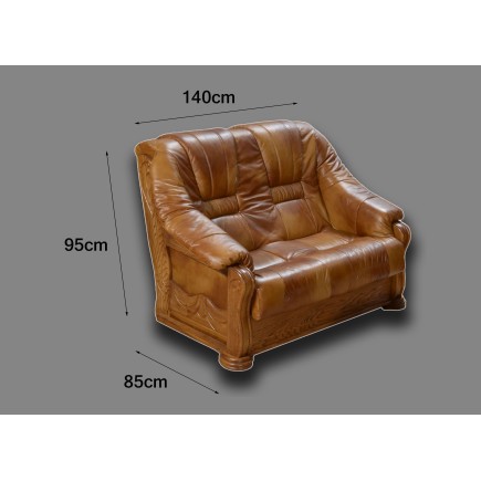 Wersalka / Sofa / Kanapa skórzana DALLAS 2os / elementy dębowe