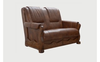 Sofa 2os  skórzana ORLLANDO 2os  / elementy dębowe
