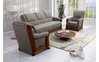 Sofa 2os  skórzana ORLLANDO 2os  / elementy dębowe